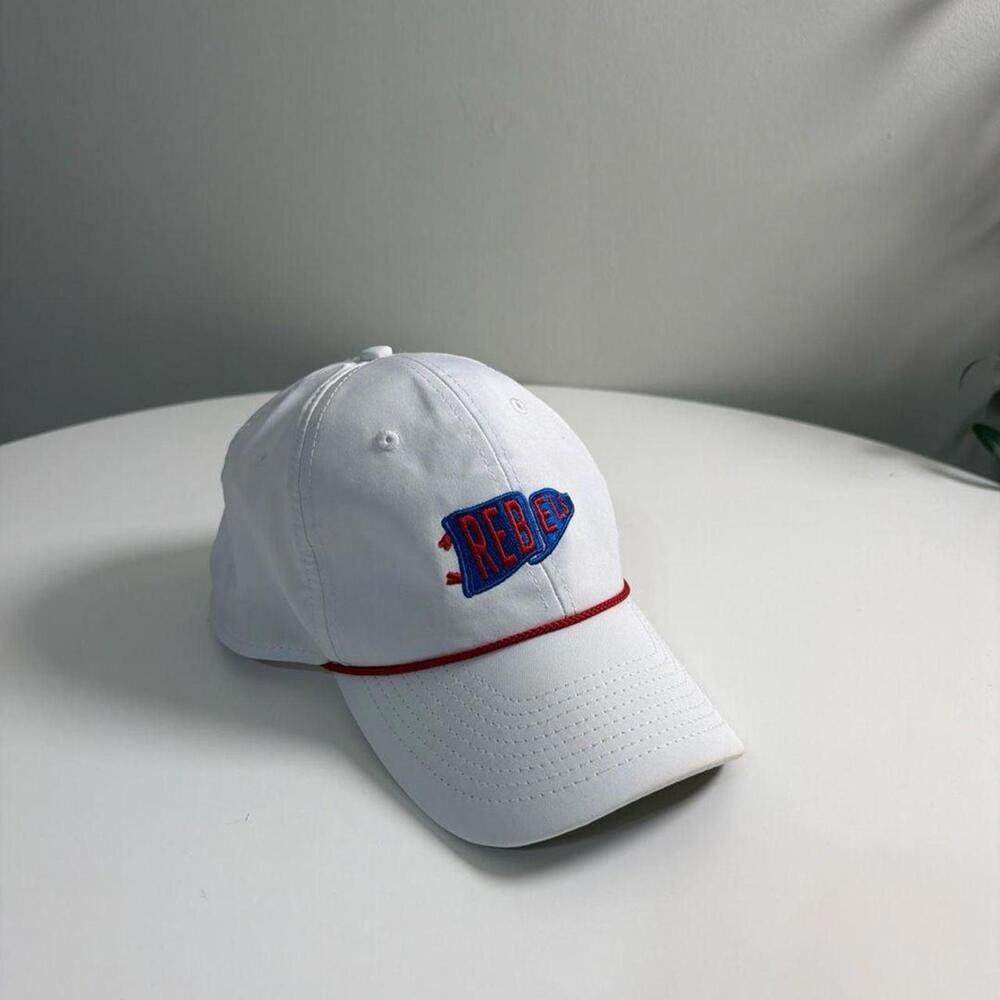 Imperial White‎ Baseball Cap with Red and Blue Embroidery